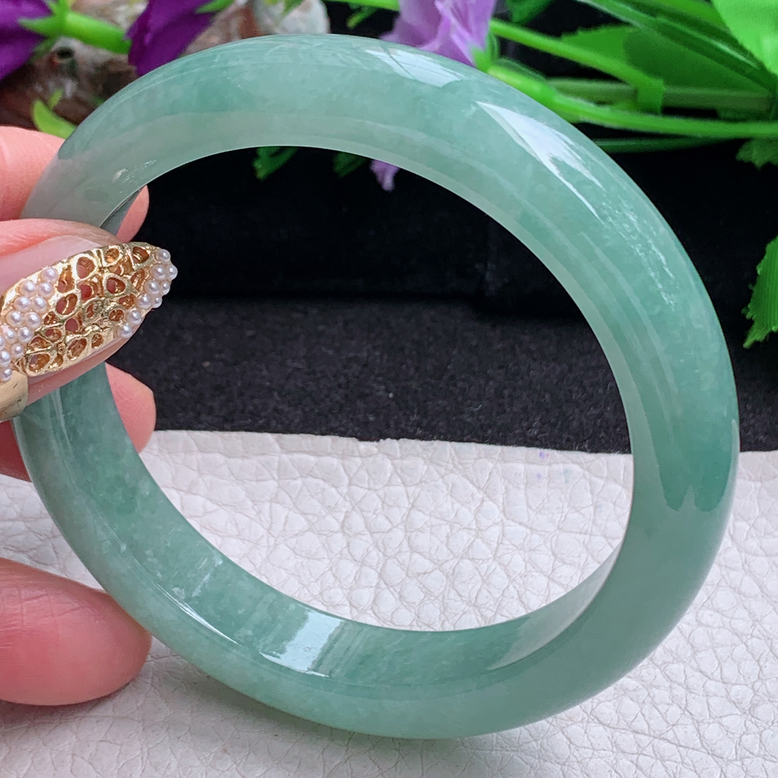 nr实拍59*12.5*8.3平安镯 天然缅甸翡翠a货手镯满绿水润正圈玉镯子