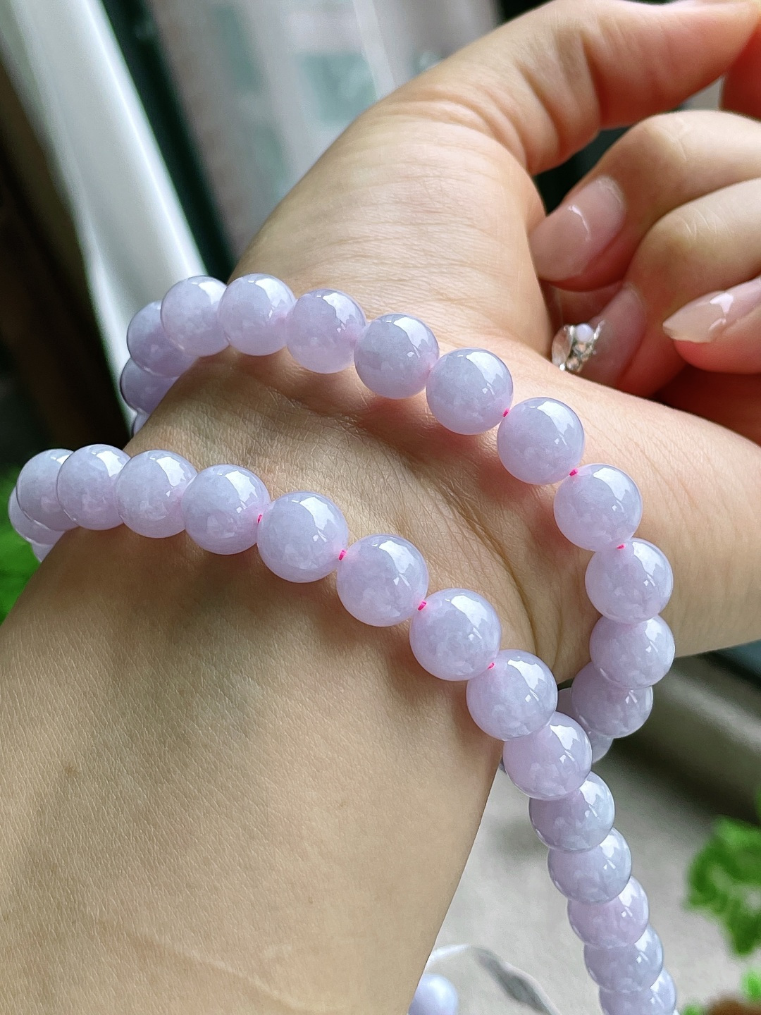 冰珠链圆珠珠子珠链，缅料 性比高，9.8mm，33cm，111.5克