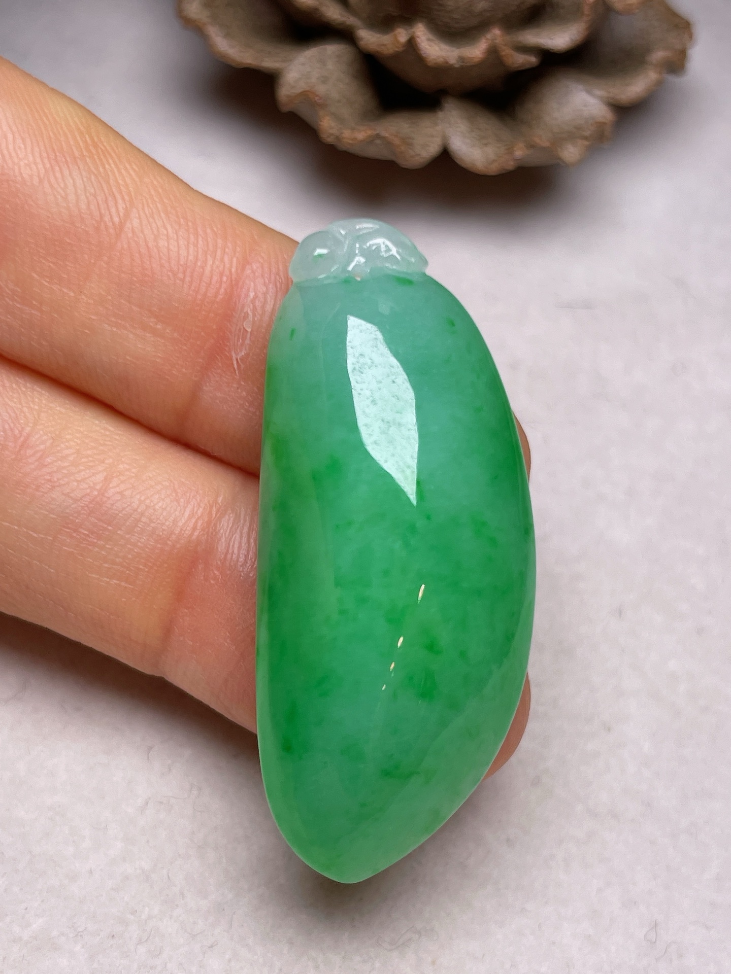 福瓜，冰糯种满色无裂一手货源尺寸39/16.5/10.2