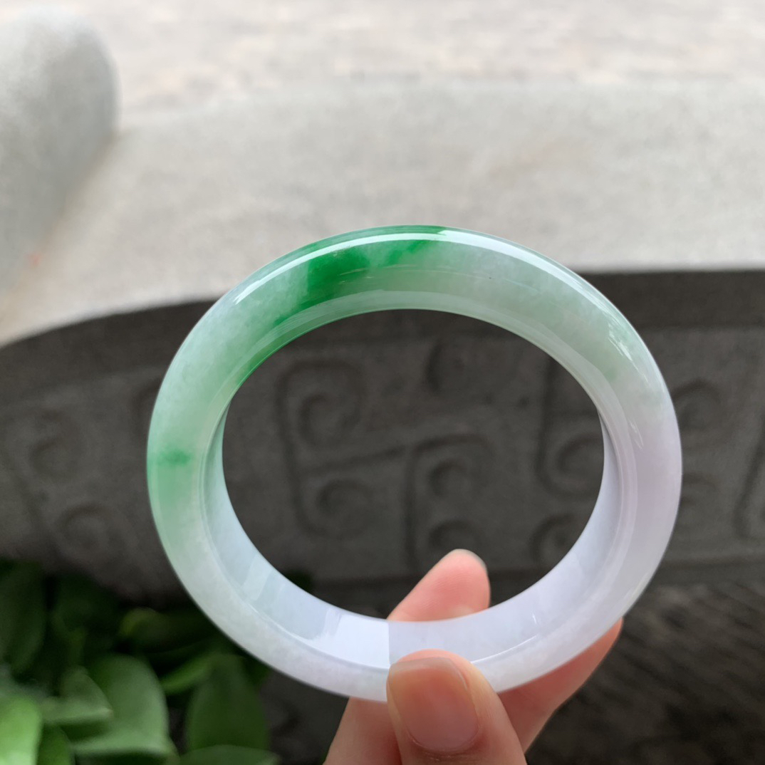 圈口 56.9-12.6-9【飘绿正圈手镯】正圈57 58可戴