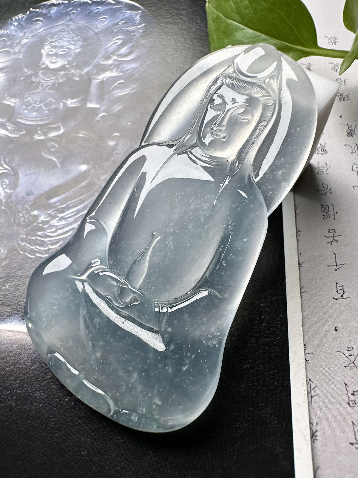 【冰种素衣观音】老料雪花棉，质地细腻，通透度上佳，冰感十足，适合佩戴