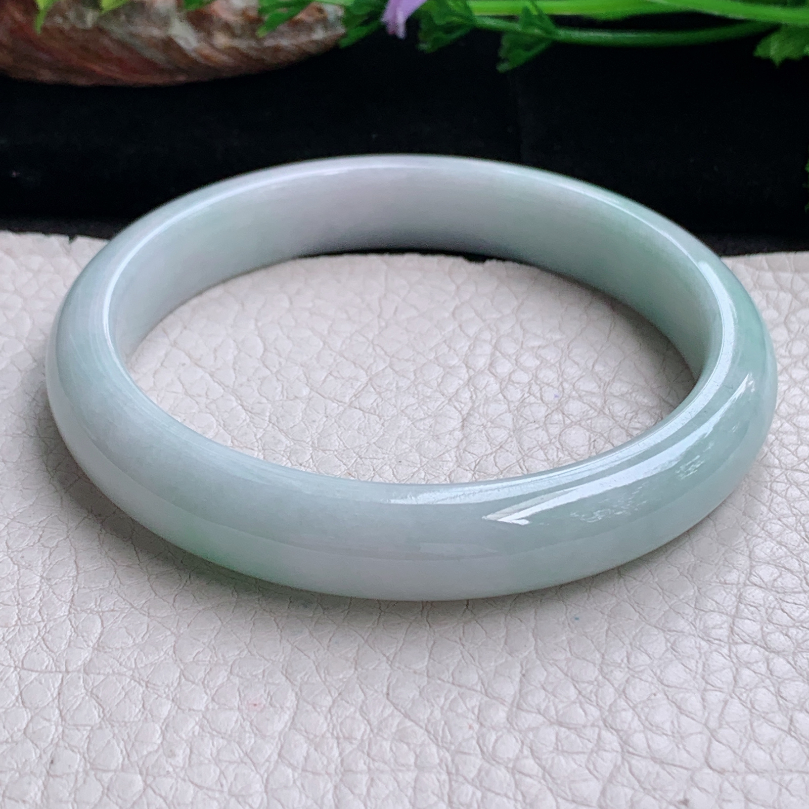 js大圈口61.5*11.5*8.3平安镯 天然缅甸翡翠a货手镯飘绿正圈玉镯子