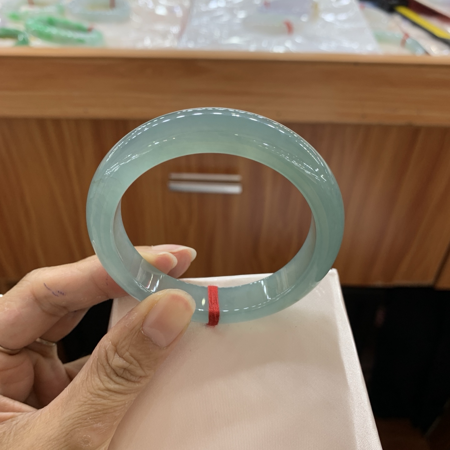 042045CK冰蓝胶正圈翡翠手镯54.7-12.1-8.4