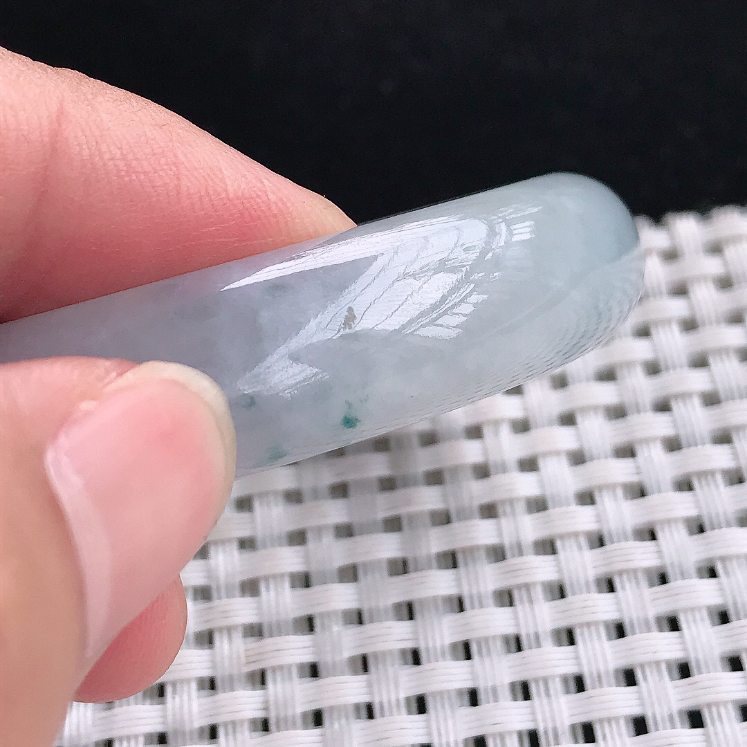 实拍A货翡翠51/44.5/13/7老坑冰润飘花贵妃手镯翡翠玉镯平安镯