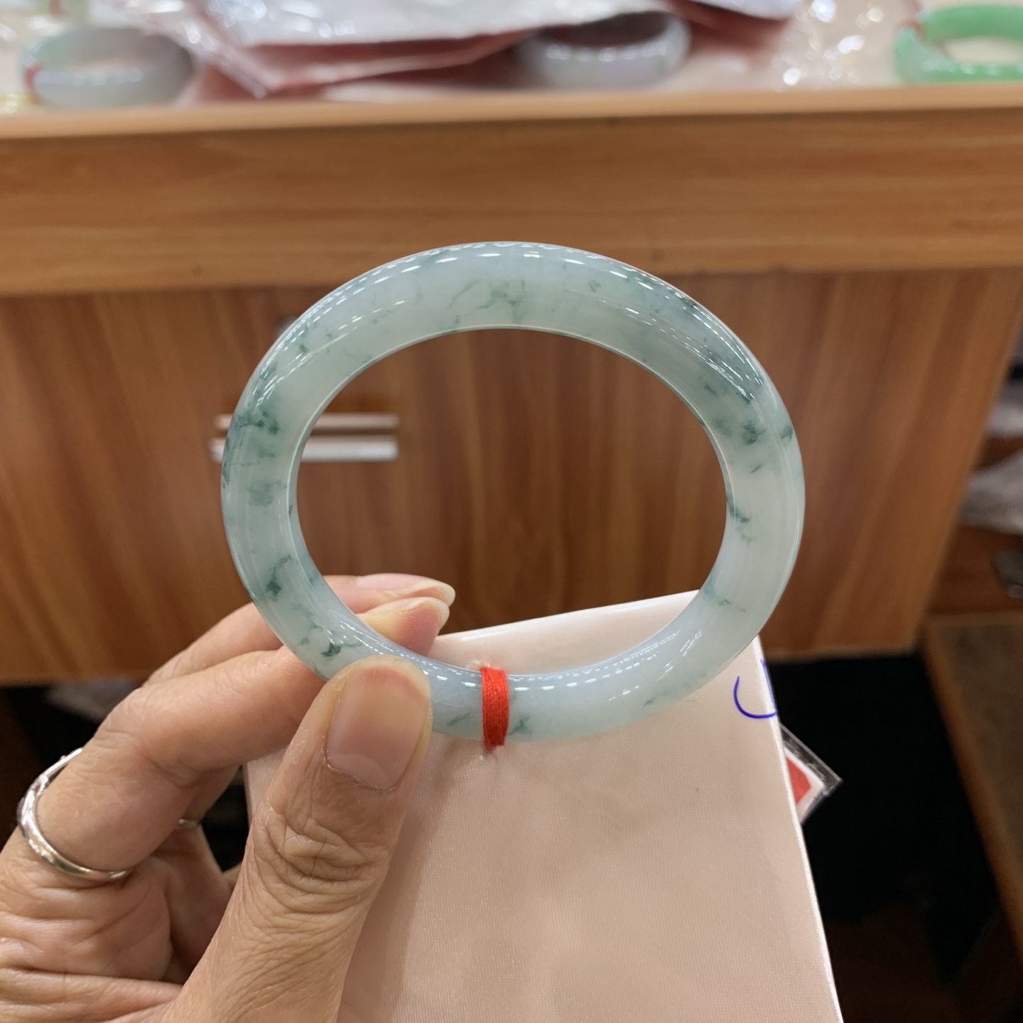 042010FN飘花圆条翡翠手镯53.5-9.3