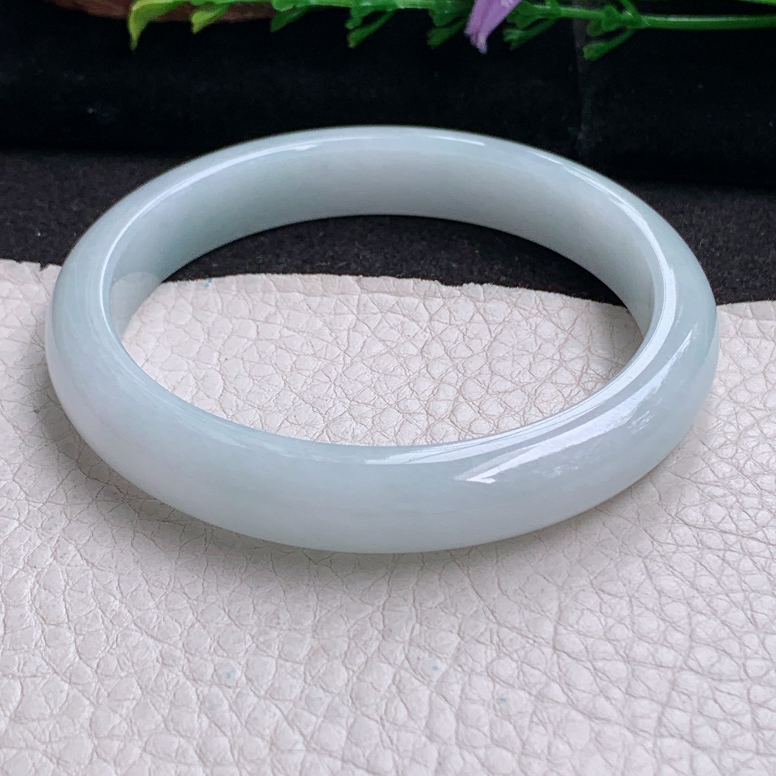 nr实拍59.5*11.3*7.6平安镯 天然缅甸翡翠a货手镯白月光纯美正圈玉镯子