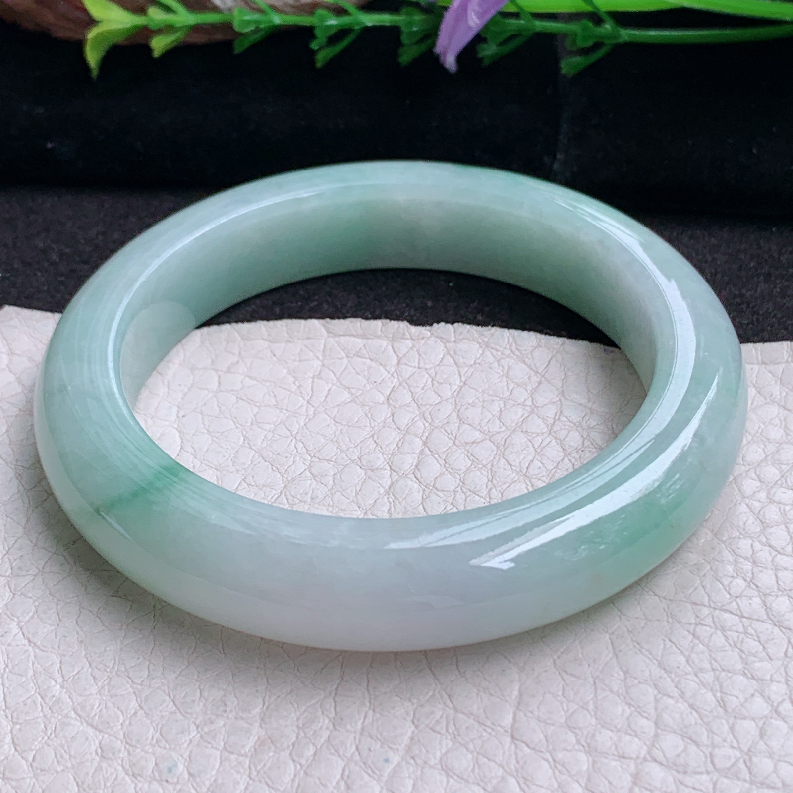 nr实拍55.5*12.3*9.3平安镯 天然缅甸翡翠a货手镯飘花厚装正圈玉镯子