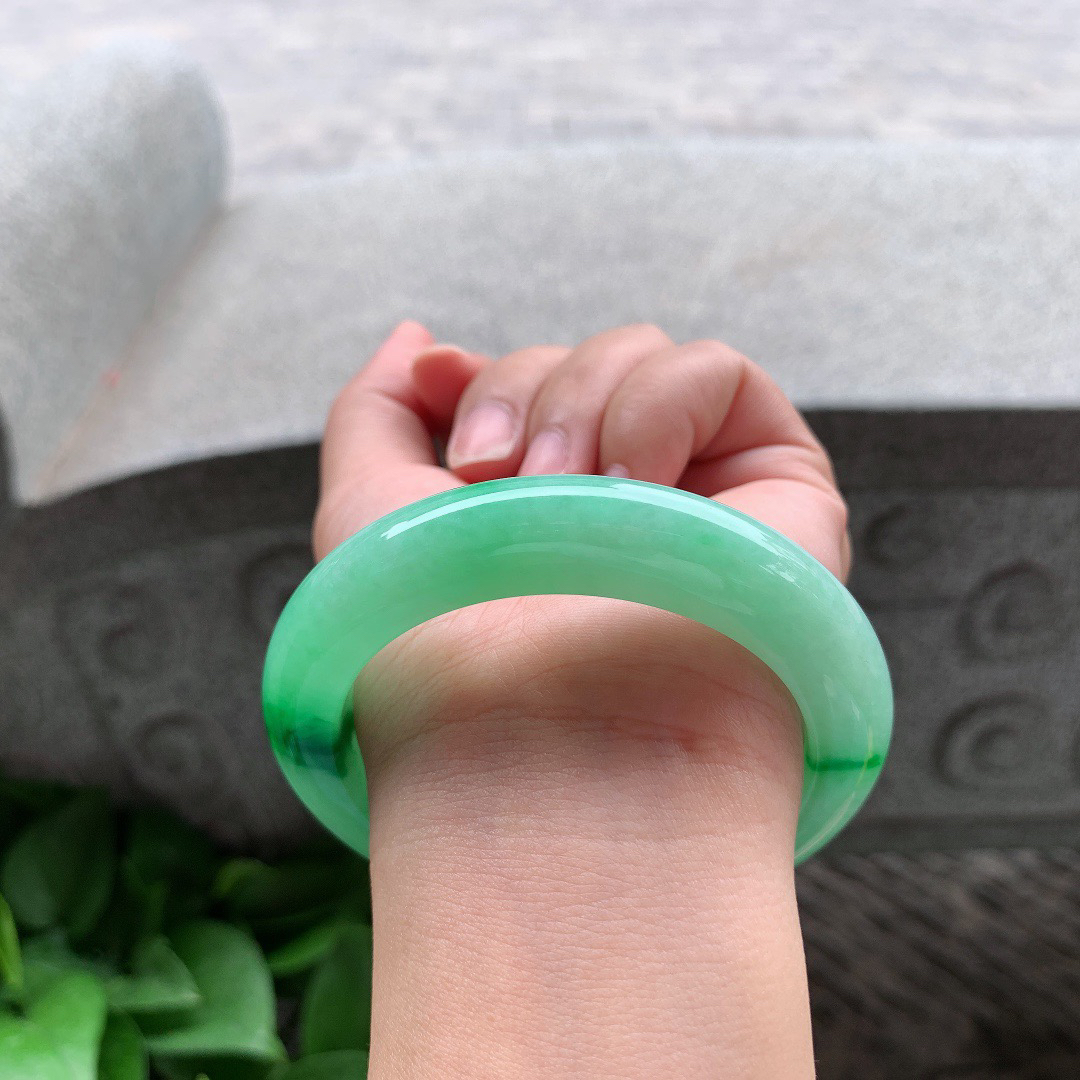 圈口 55-12-10.5【飘阳绿正圈手镯】正圈55 56可戴