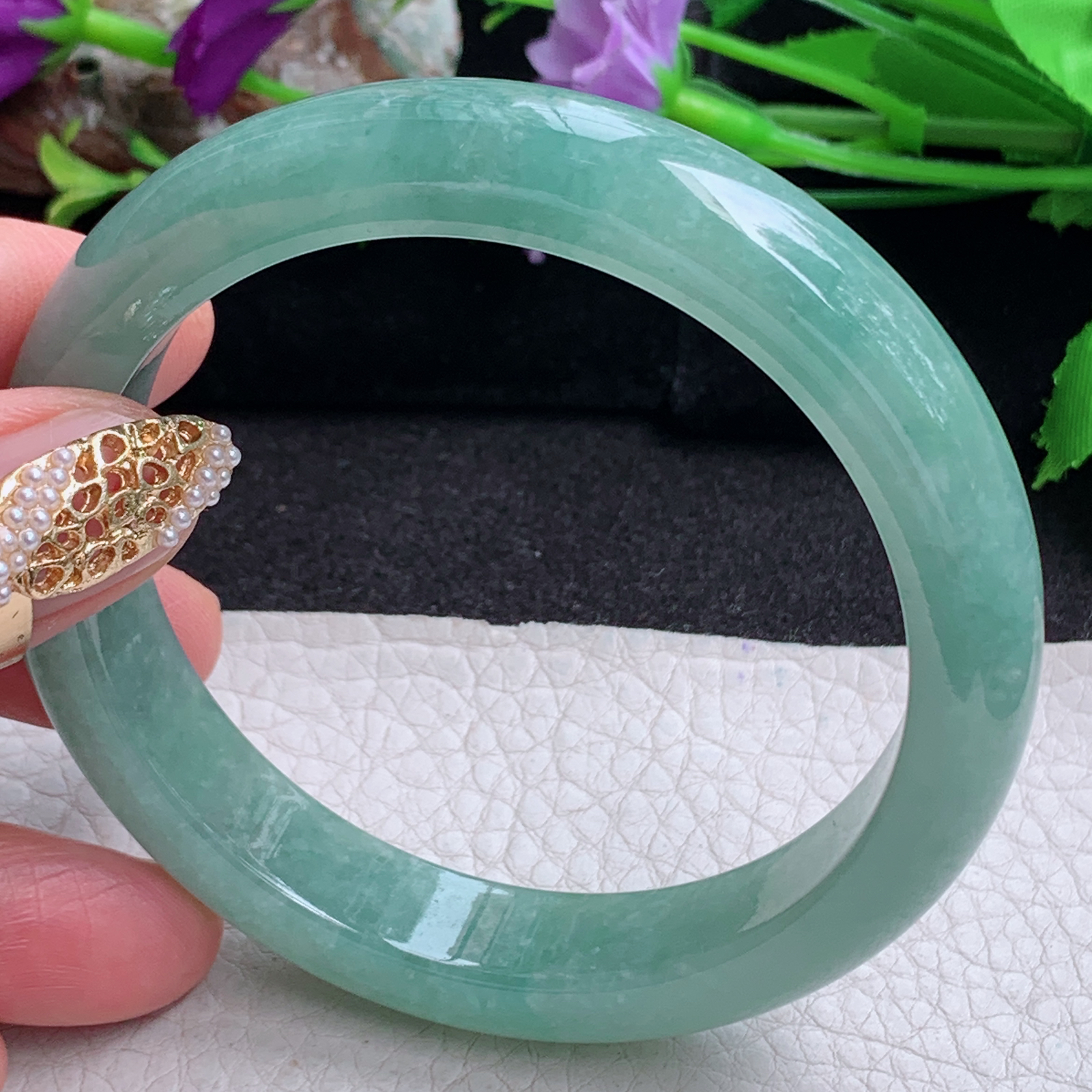 nr实拍59*12.5*8.3平安镯 天然缅甸翡翠a货手镯满绿水润正圈玉镯子