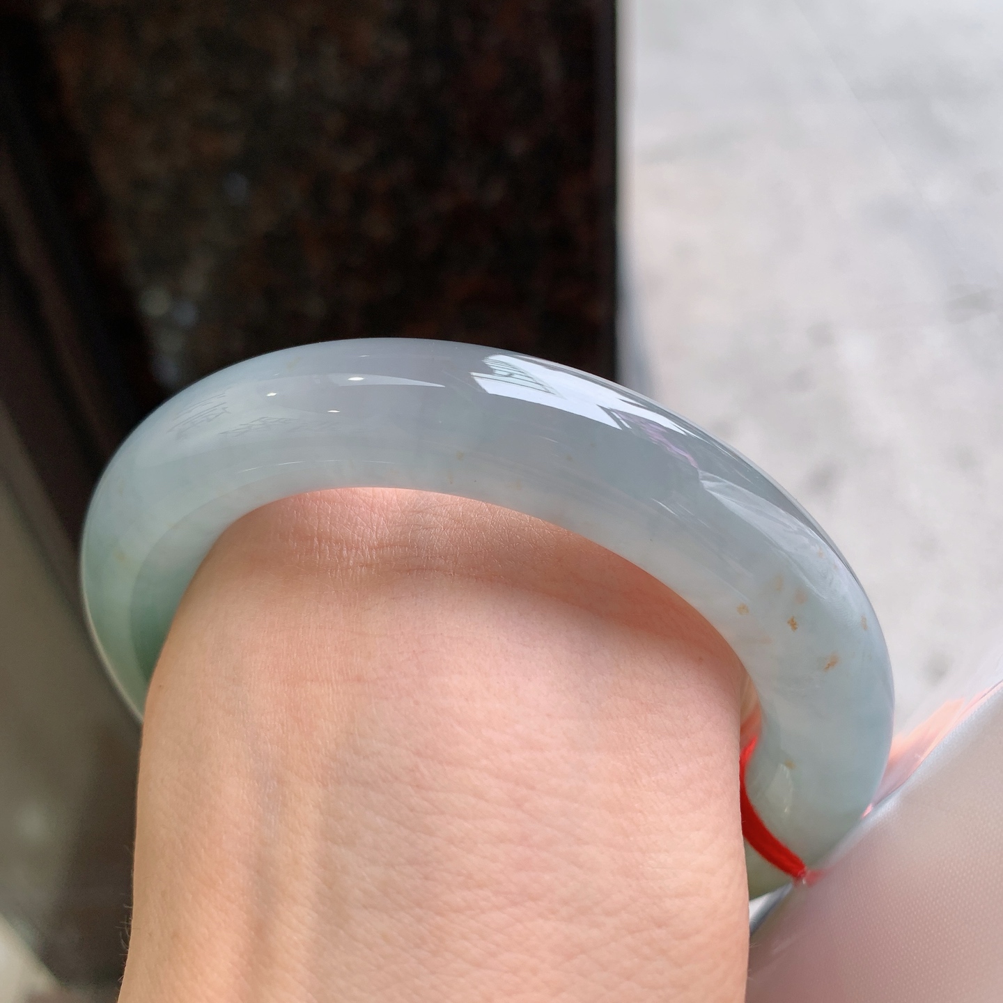 圆条冰黄翡 无裂 尺寸：60/12.8/12.4 大圈口