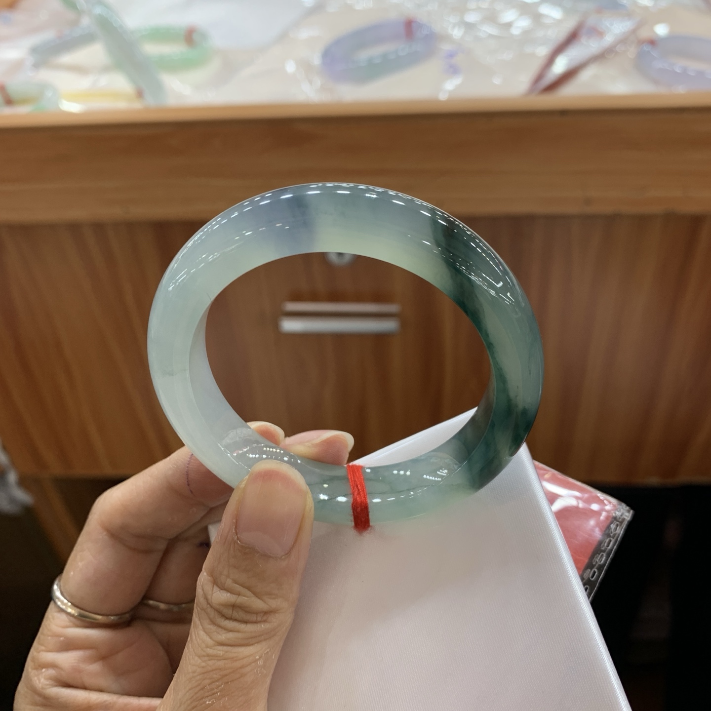 042037GX冰飘花正圈翡翠手镯52.8-11.2-9.3