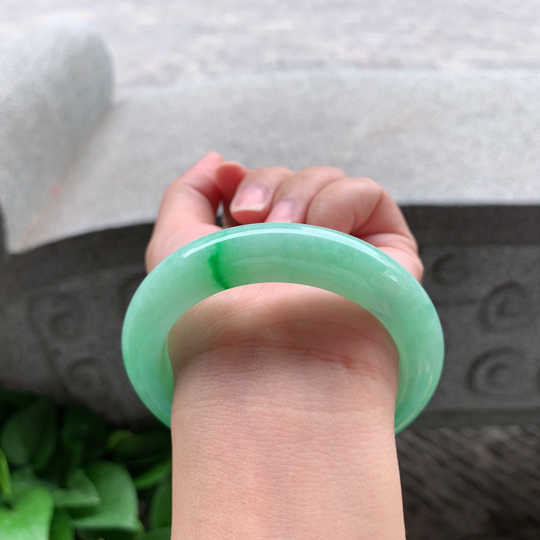 圈口 55-12-10.5【飘阳绿正圈手镯】正圈55 56可戴