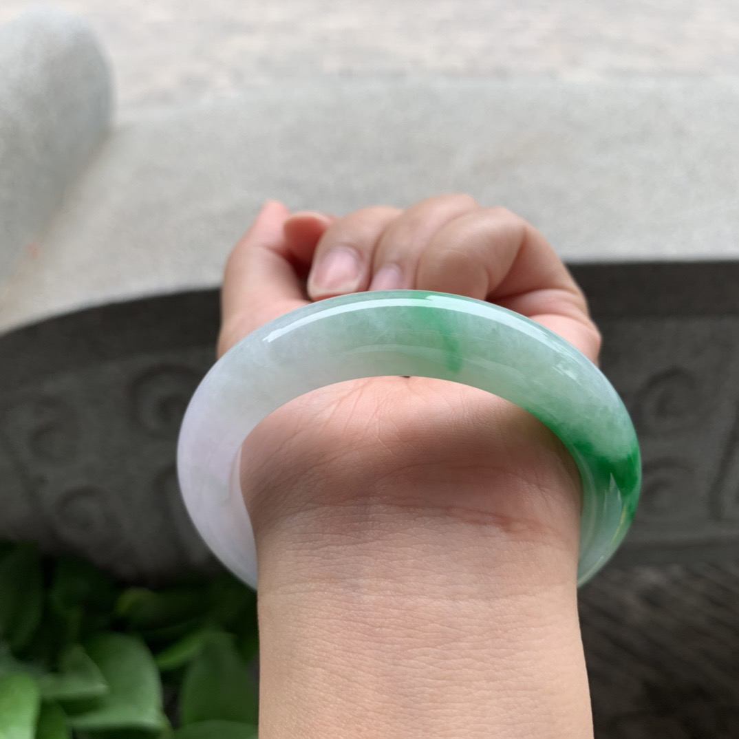 圈口 56.9-12.6-9【飘绿正圈手镯】正圈57 58可戴