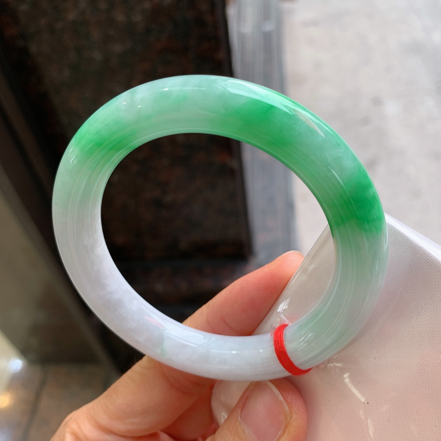 圆条飘绿 有两条棉线 尺寸：55.8/10.8  色辣