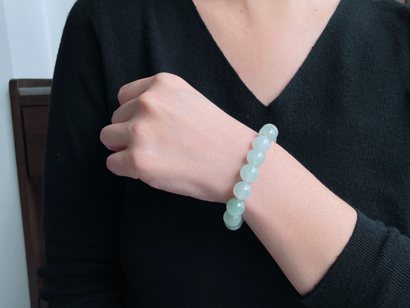 【珠子】冰晴水手串圆珠珠子手串【说明】缅甸 性比高  【尺寸】12mm【重量】51克