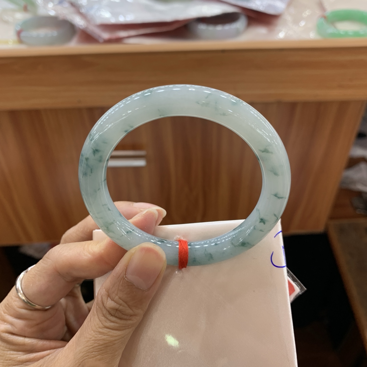 042010FN飘花圆条翡翠手镯53.5-9.3