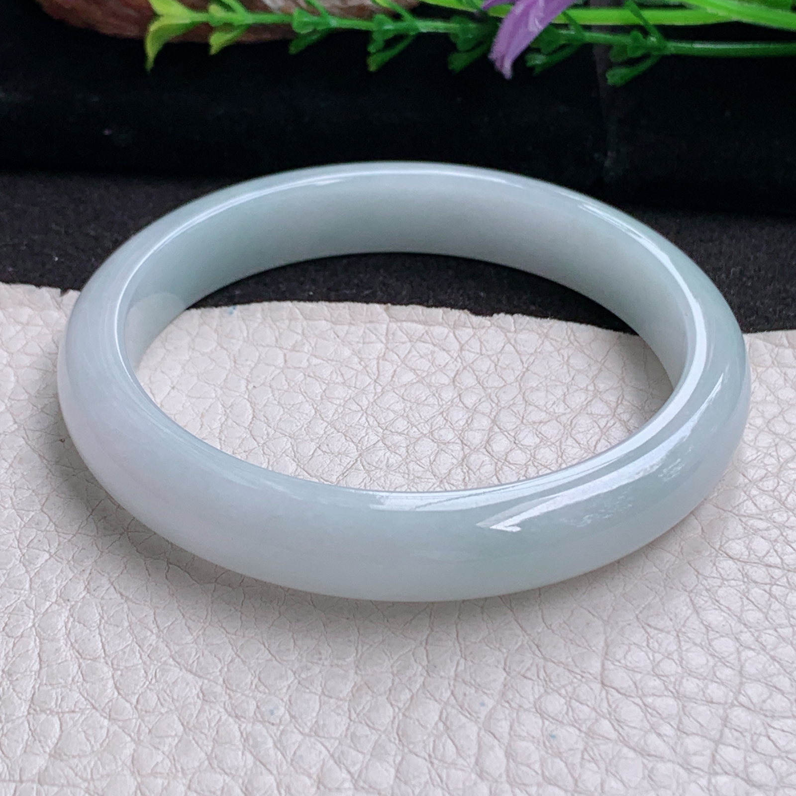 nr实拍59.5*11.3*7.6平安镯 天然缅甸翡翠a货手镯白月光纯美正圈玉镯子