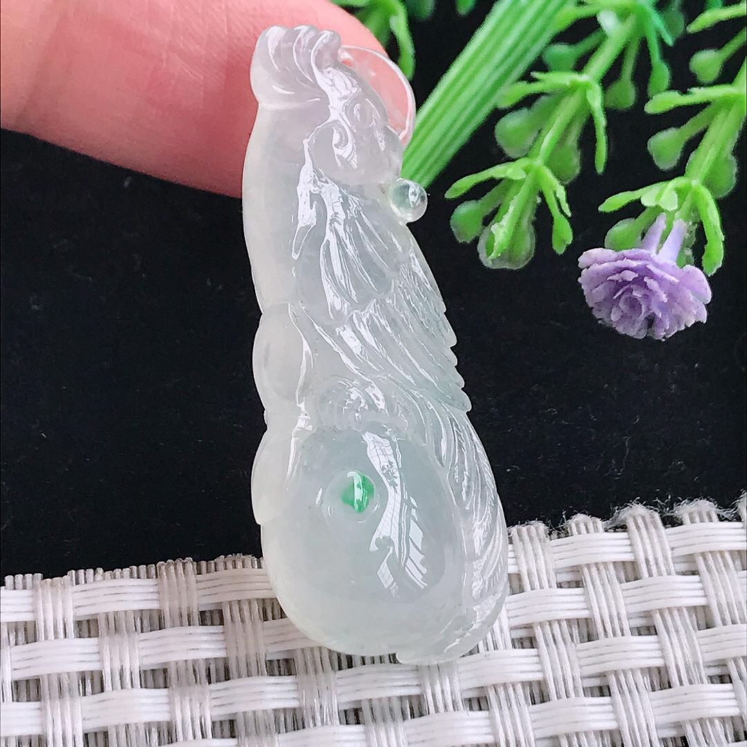 自然光43.8/17.5/11.2老坑冰胶果冻英明神武鹦鹉吊坠翡翠玉坠挂件