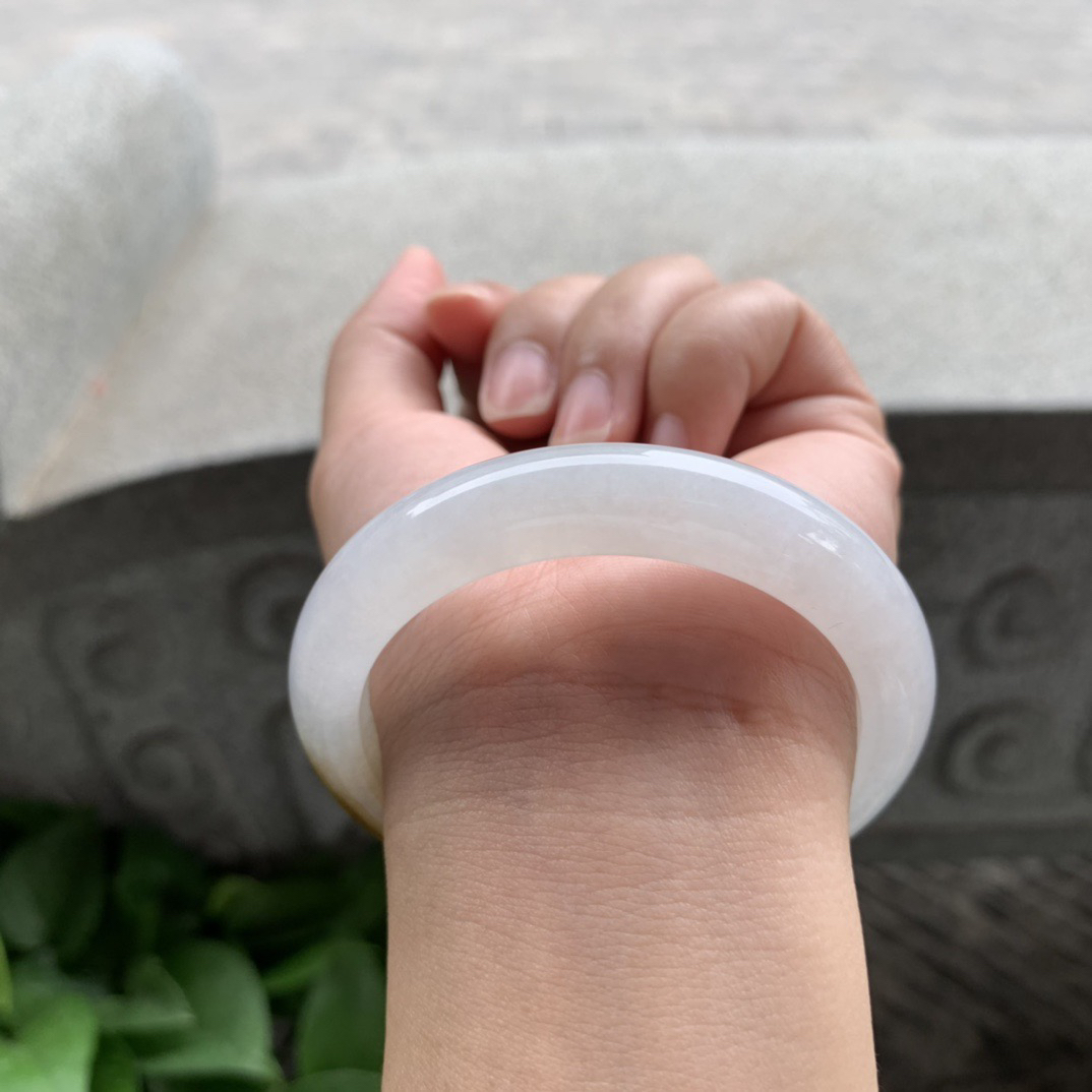 圈口53.8-11.2-8.5 【冰黄翡正圈手镯】正圈53  54可戴