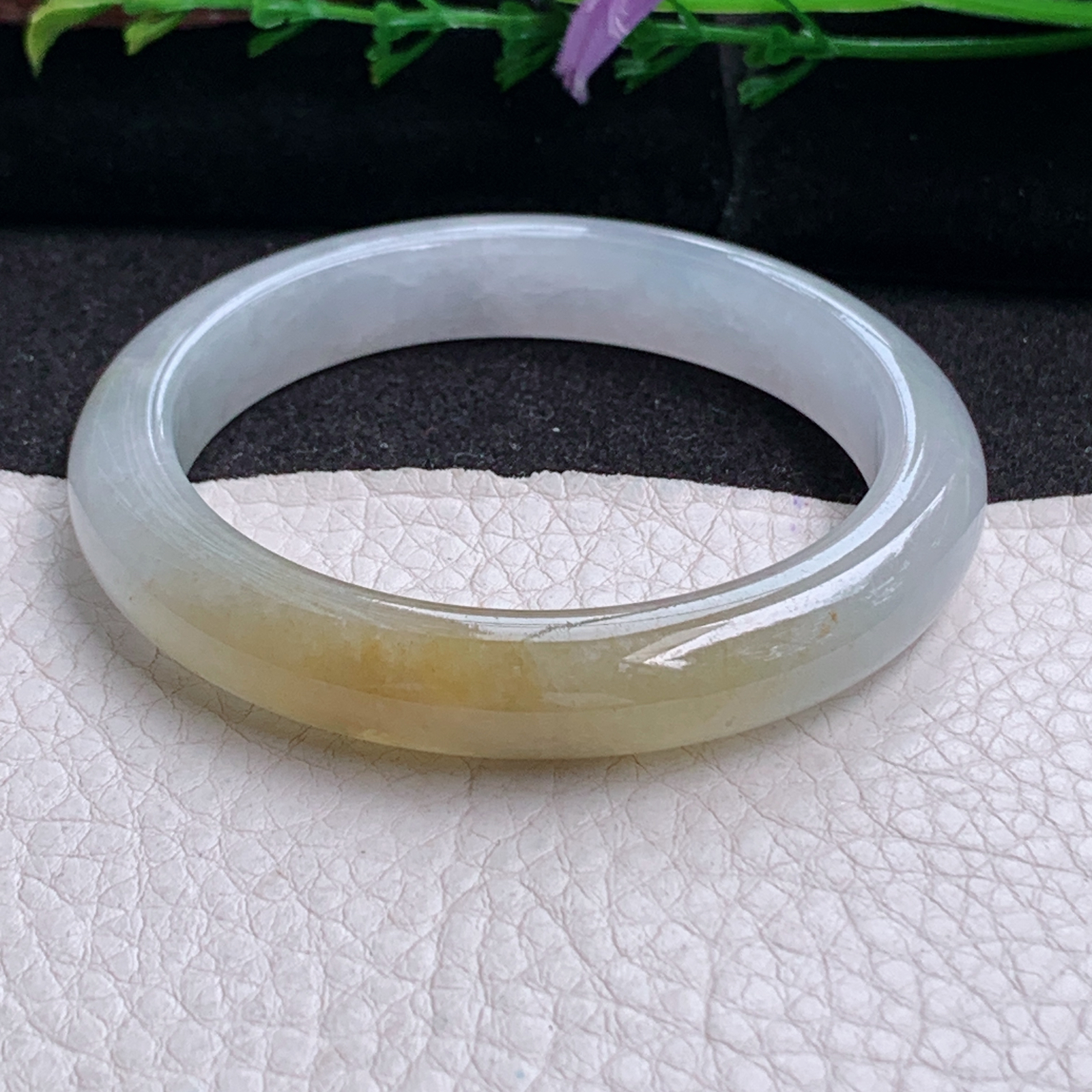 ss小圈口51*9.5*7.6招财镯 天然缅甸翡翠手镯双彩冰秀气正圈玉镯子