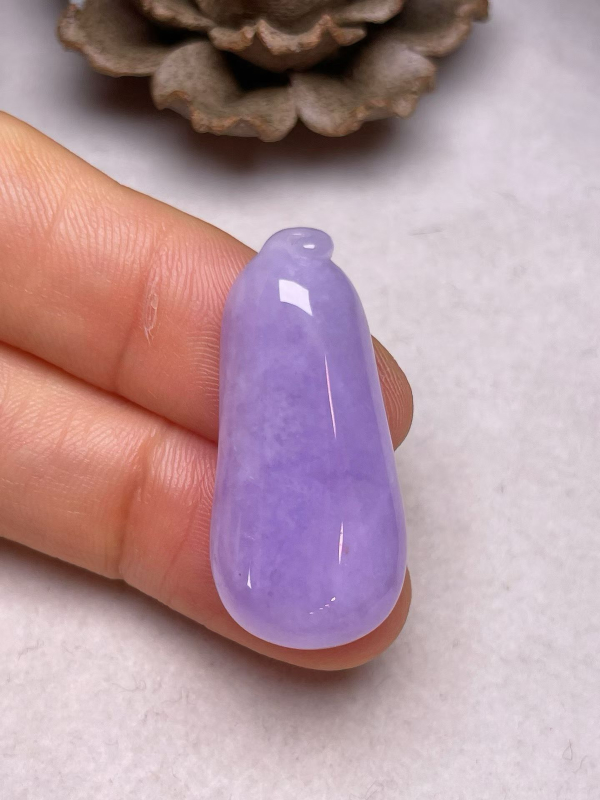 冰糯种紫罗兰【福瓜】吊坠，种水好，玉质细腻 ，卖相好‘