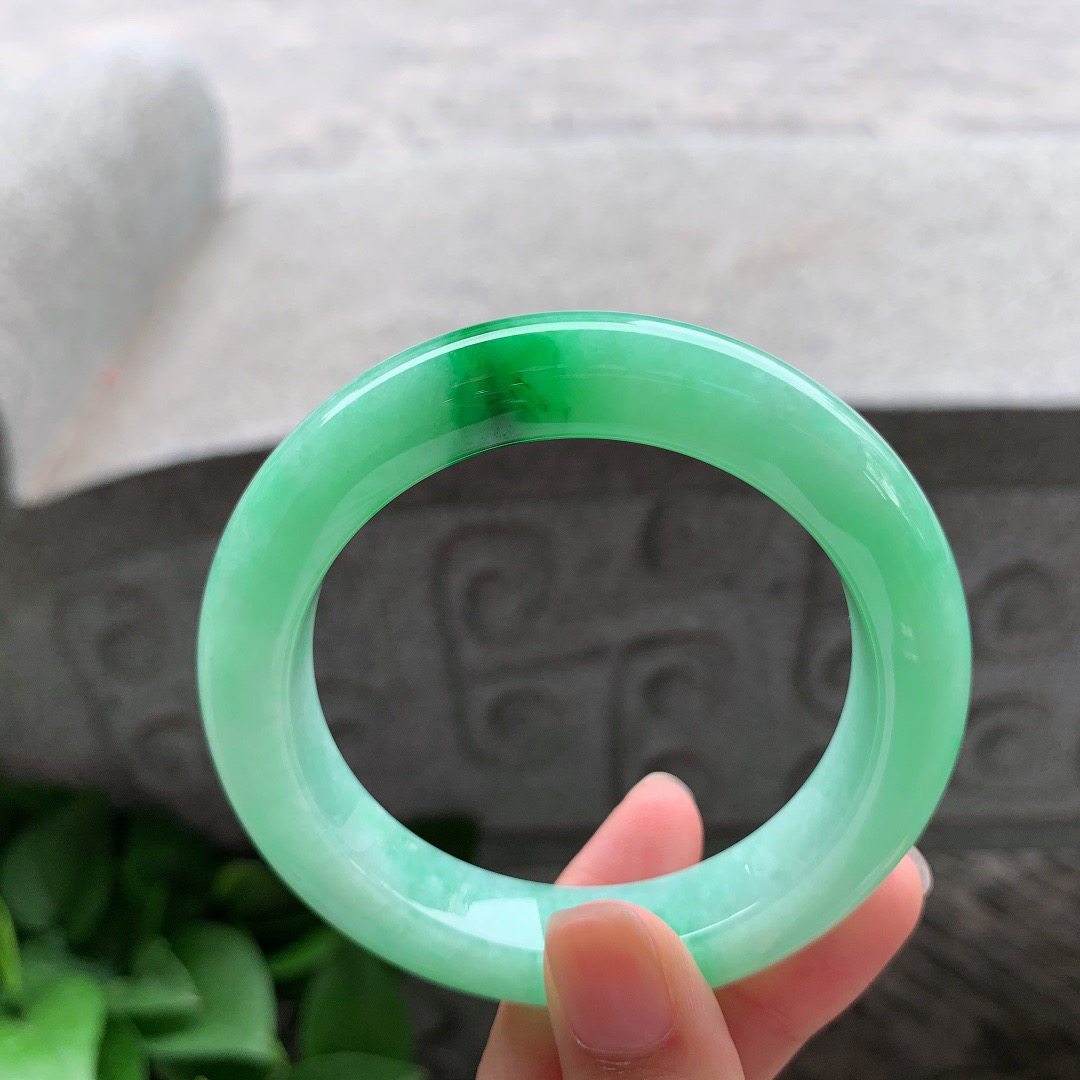 圈口 55-12-10.5【飘阳绿正圈手镯】正圈55 56可戴