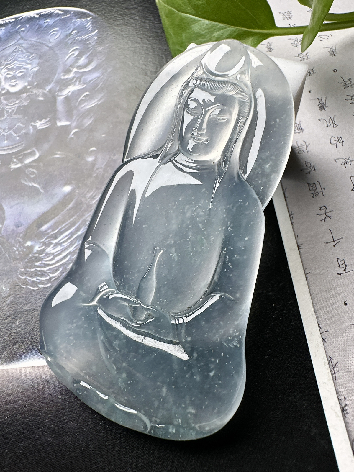 【冰种素衣观音】老料雪花棉，质地细腻，通透度上佳，冰感十足，适合佩戴