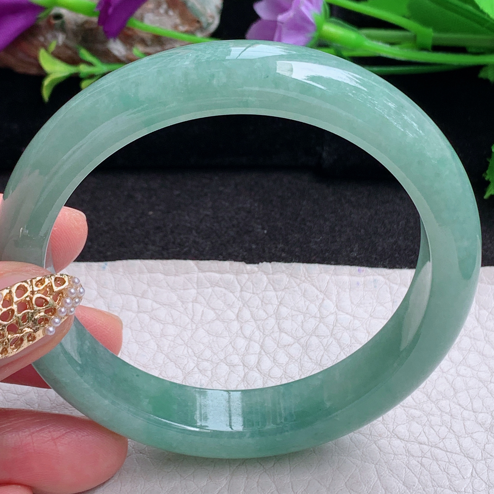 nr实拍59*12.5*8.3平安镯 天然缅甸翡翠a货手镯满绿水润正圈玉镯子