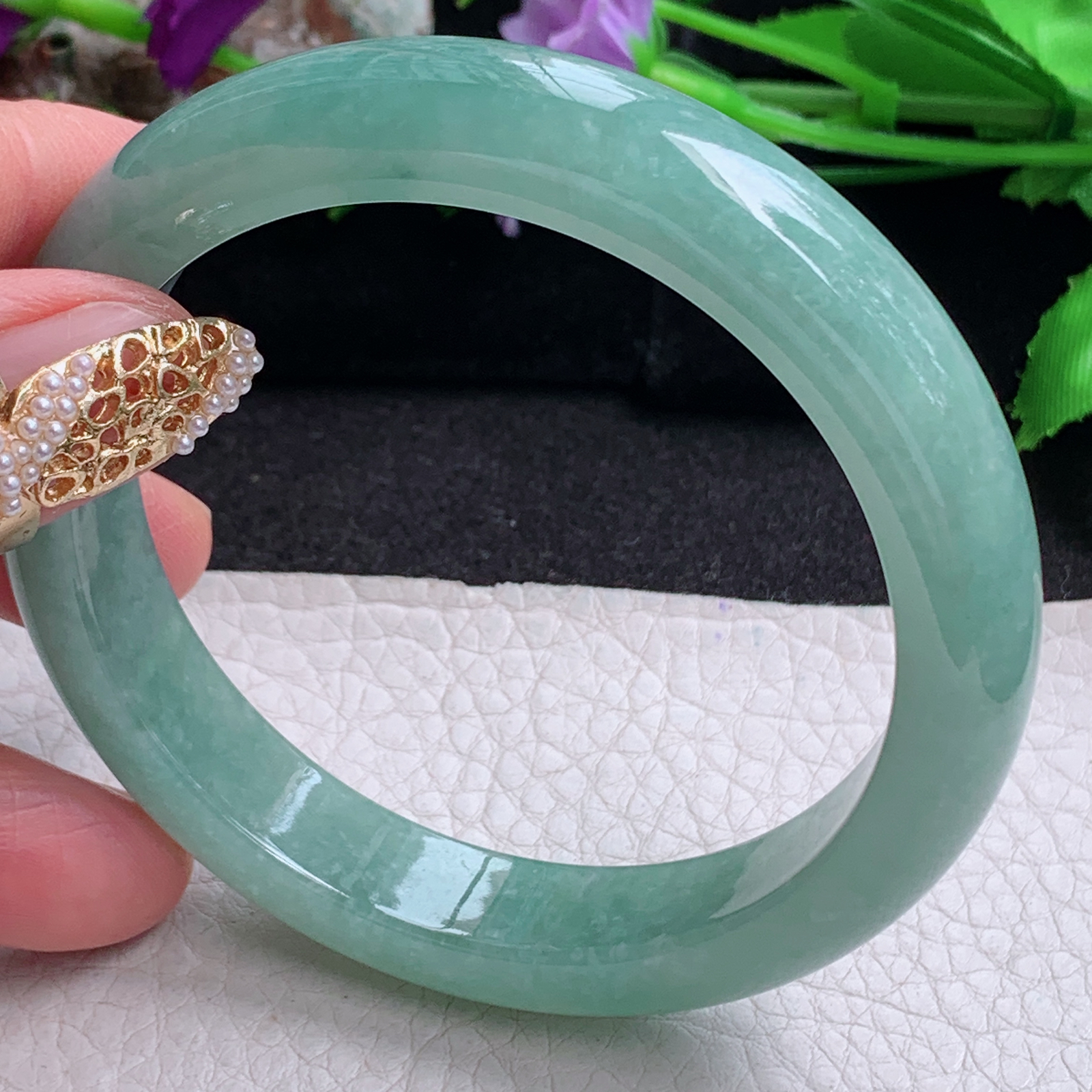 nr实拍59*12.5*8.3平安镯 天然缅甸翡翠a货手镯满绿水润正圈玉镯子