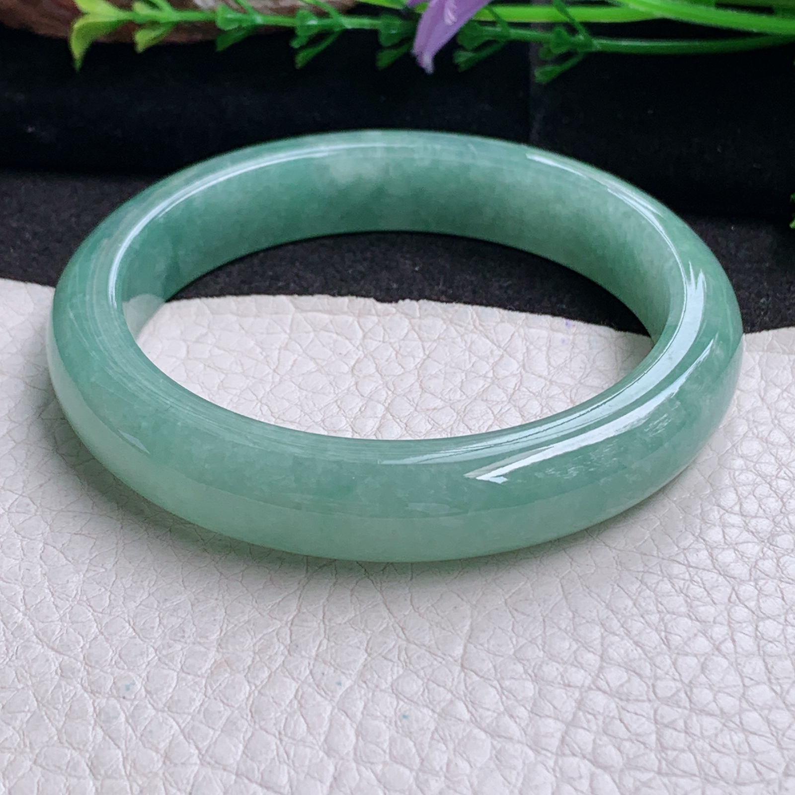 nr实拍59*12.5*8.3平安镯 天然缅甸翡翠a货手镯满绿水润正圈玉镯子