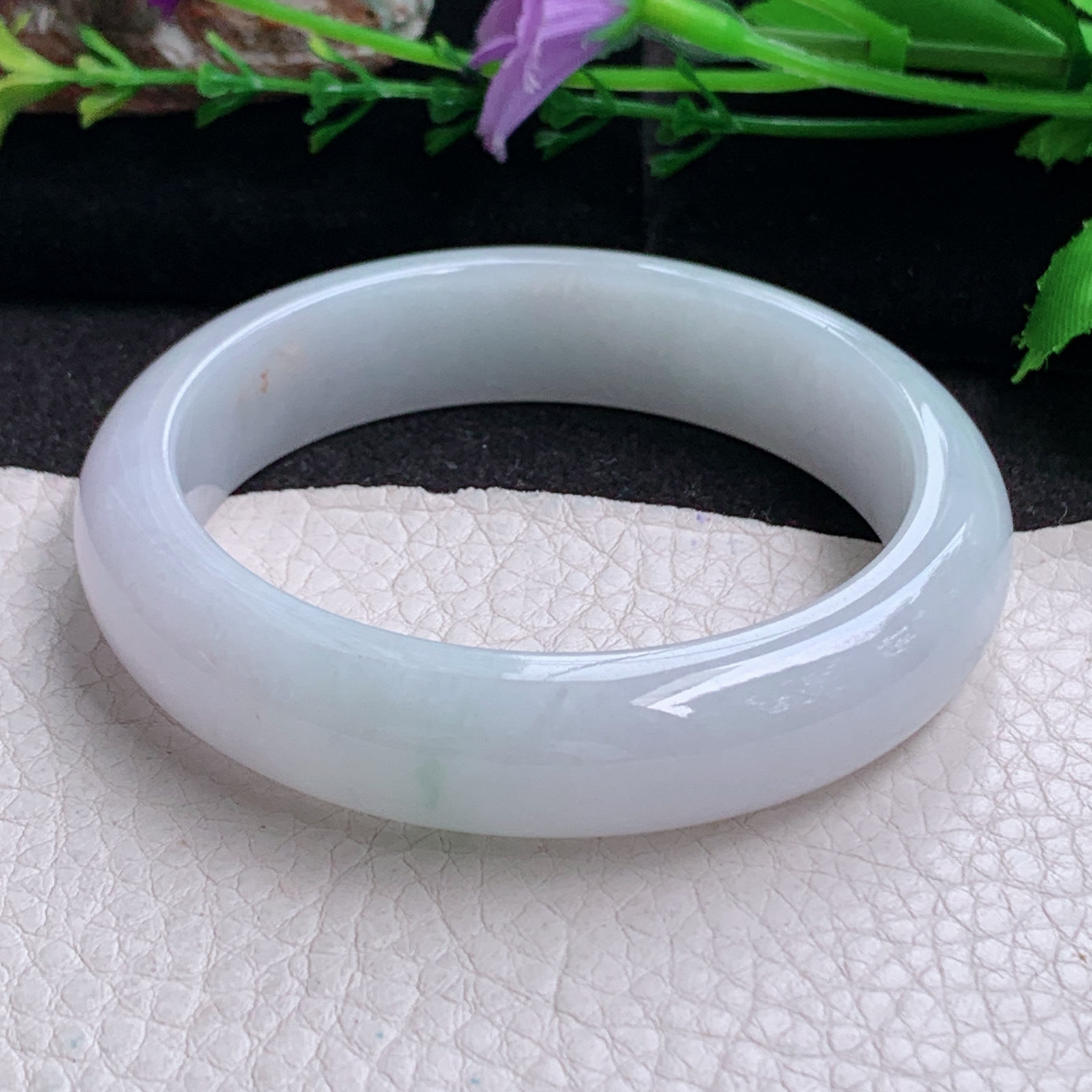 nr实拍55.3*14*8平安镯 天然缅甸翡翠a货手镯飘花大气正圈玉镯子