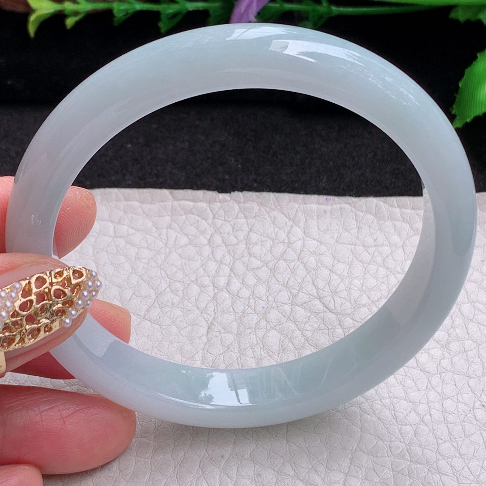 nr实拍59.5*11.3*7.6平安镯 天然缅甸翡翠a货手镯白月光纯美正圈玉镯子