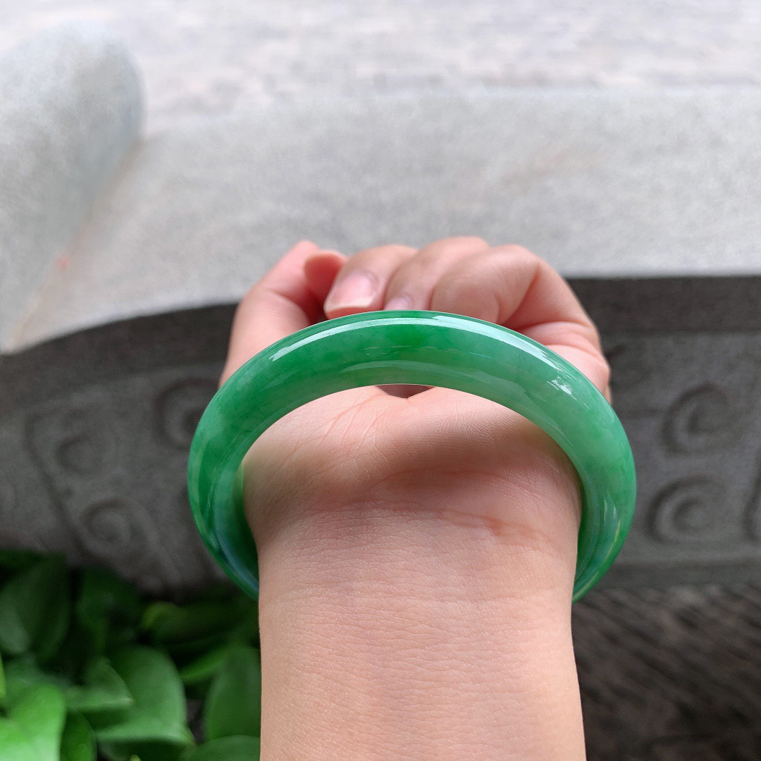 圈口57.6-11-8.3 【满绿正圈手镯】正圈57 58可戴