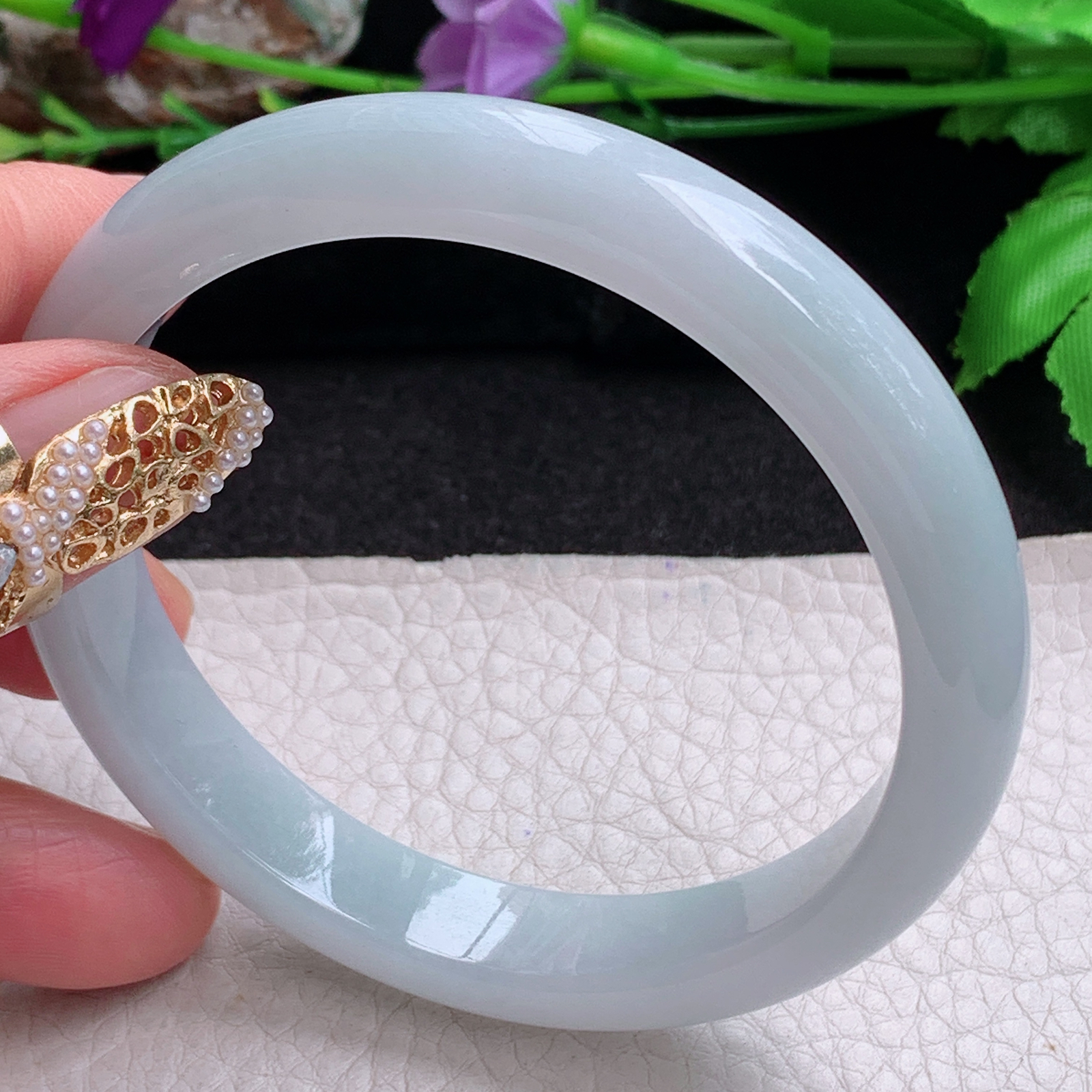 nr实拍59.5*11.3*7.6平安镯 天然缅甸翡翠a货手镯白月光纯美正圈玉镯子