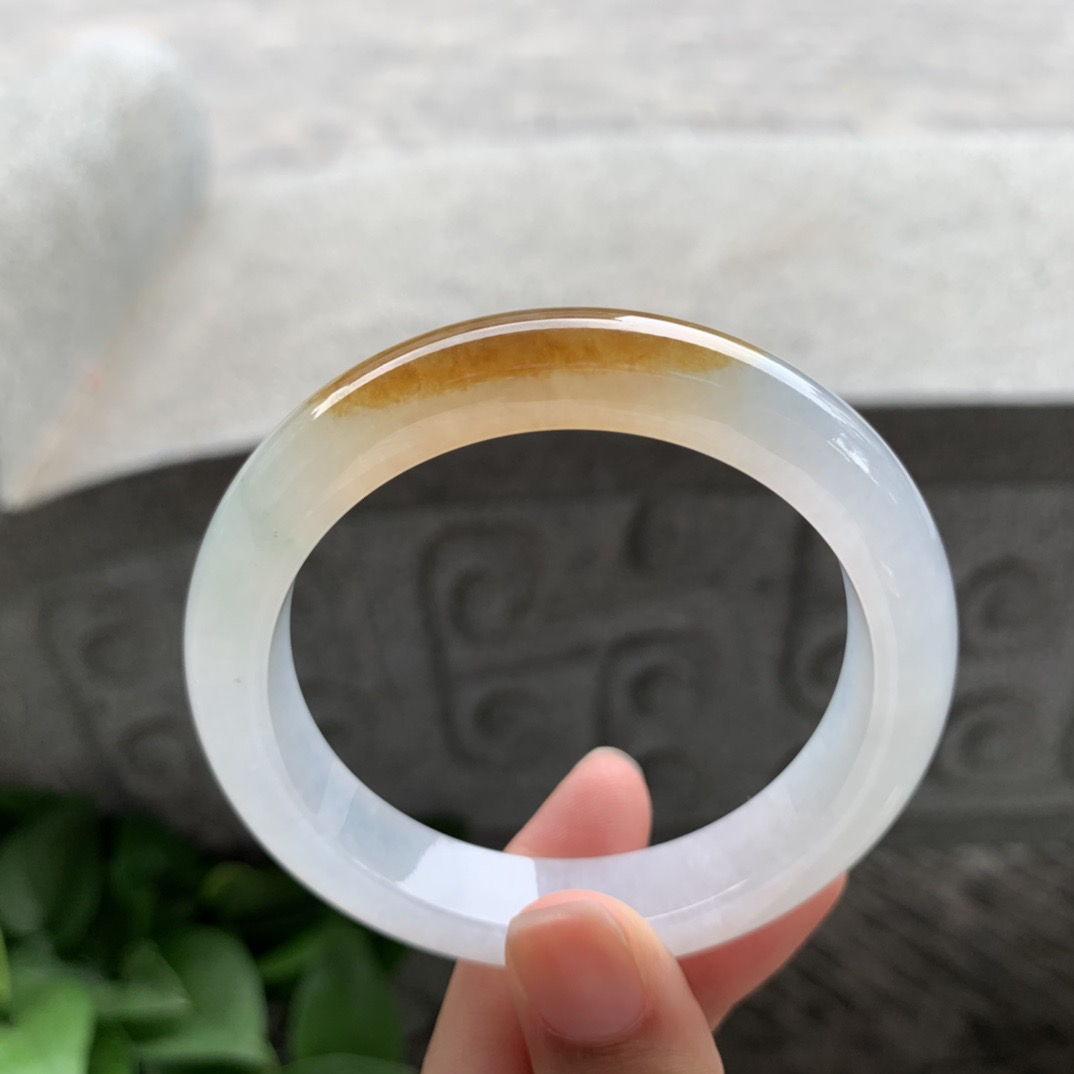 圈口53.8-11.2-8.5 【冰黄翡正圈手镯】正圈53  54可戴