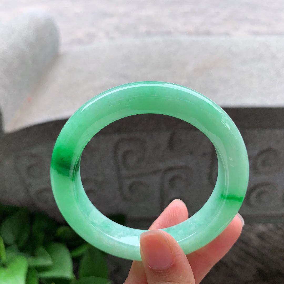 圈口 55-12-10.5【飘阳绿正圈手镯】正圈55 56可戴