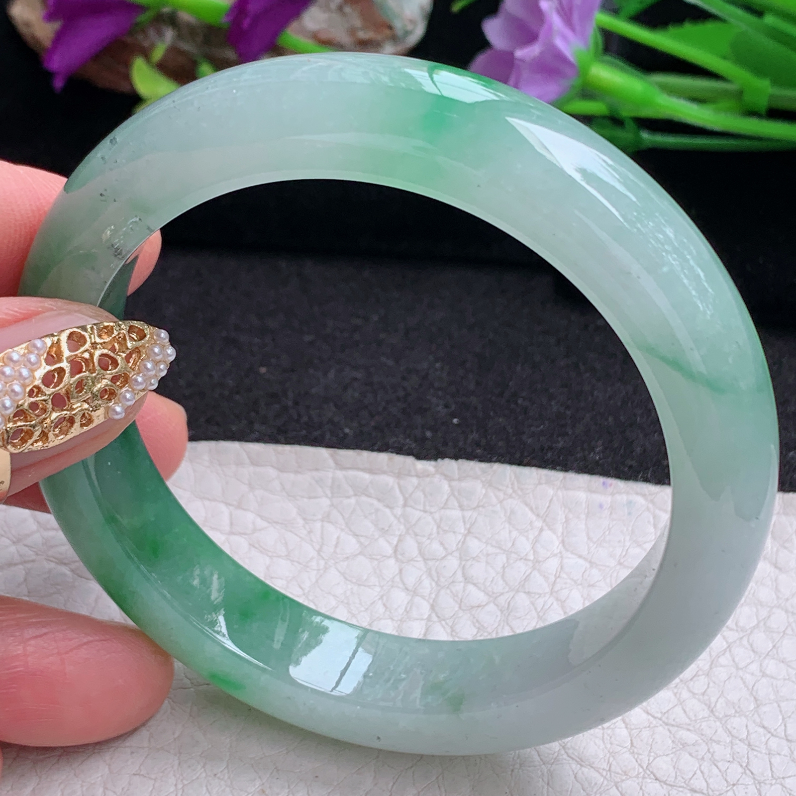 ss实拍56*11.8*8.8平安镯 天然缅甸翡翠手镯辣绿厚装正圈玉镯子