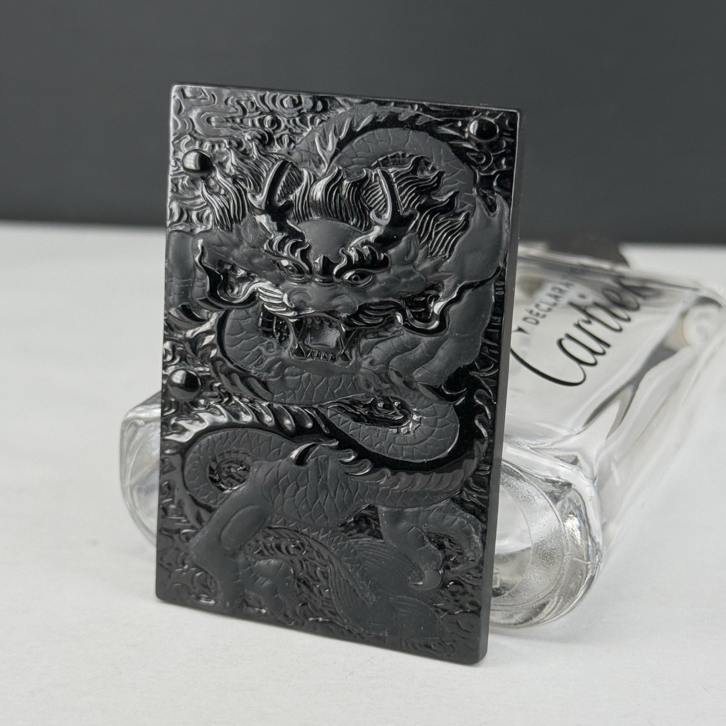 精品墨翠龙牌 种好色正 黑度极好 打灯通透 油性十足 尺寸61.5