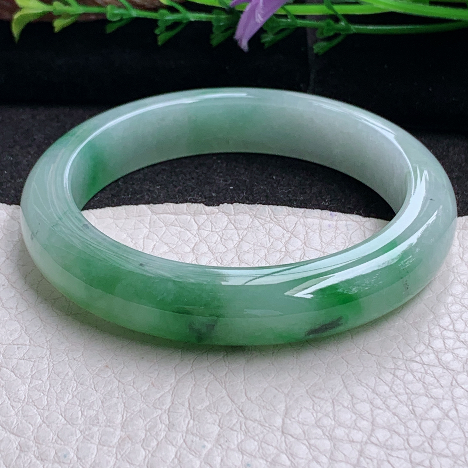 ss实拍56*11.8*8.8平安镯 天然缅甸翡翠手镯辣绿厚装正圈玉镯子