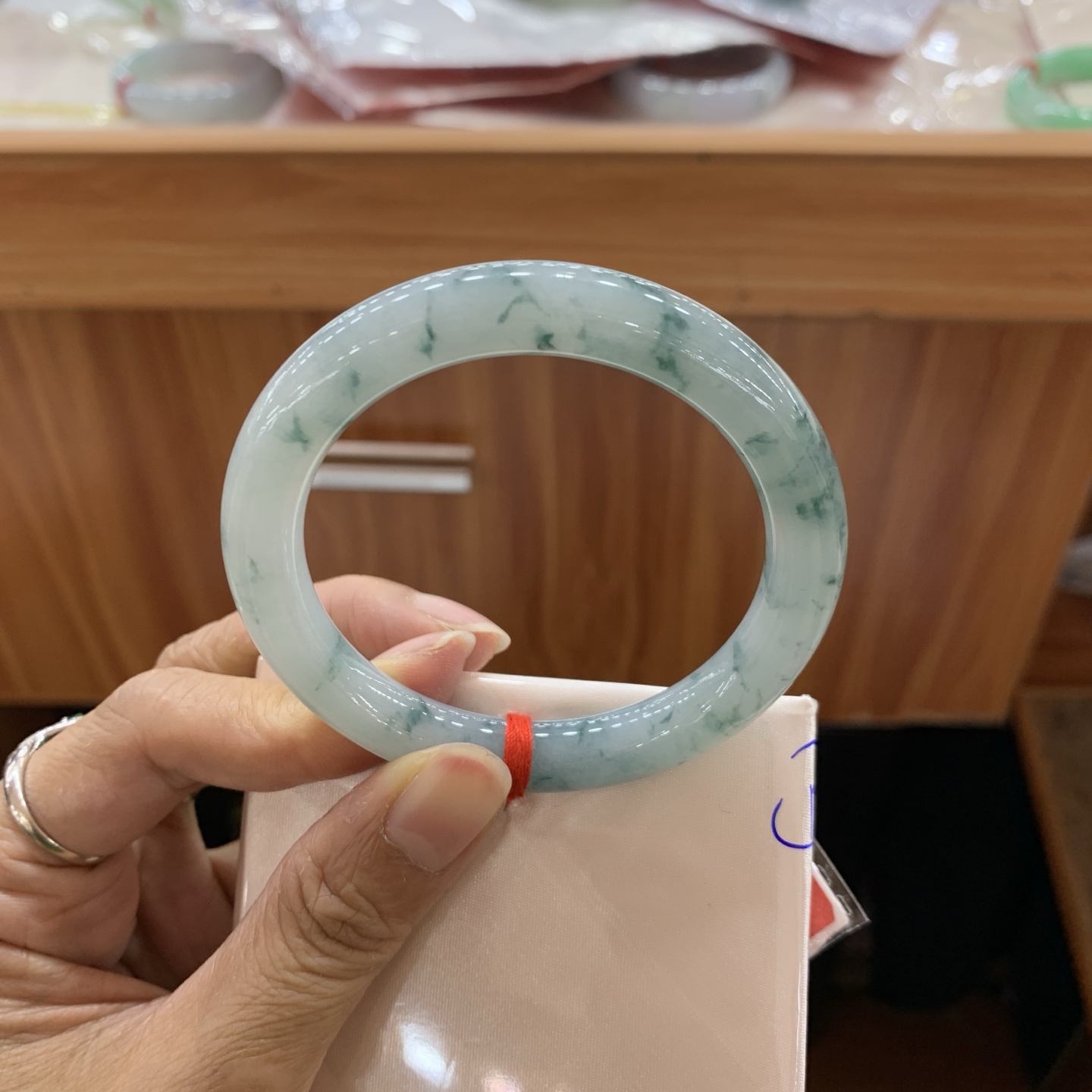 042010FN飘花圆条翡翠手镯53.5-9.3