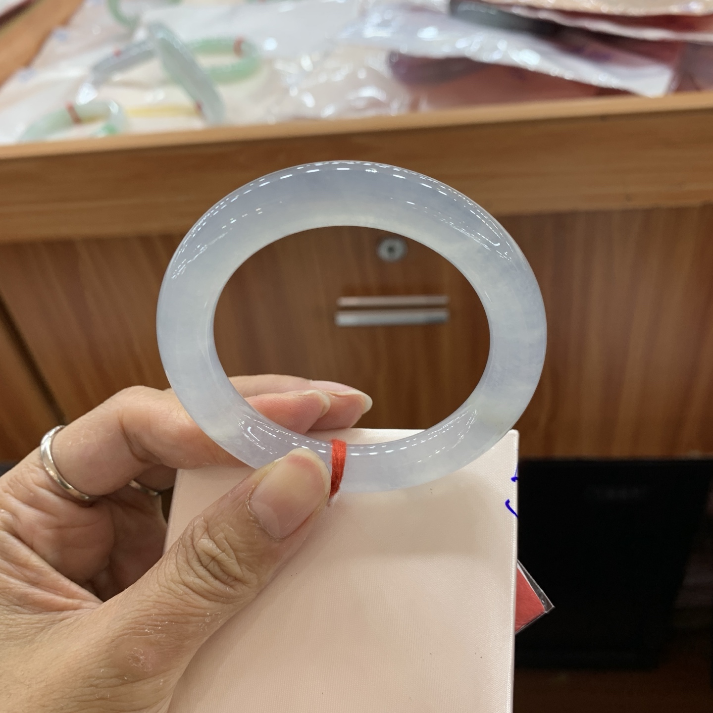 042034JM冰圆条翡翠手镯52.4-9.8