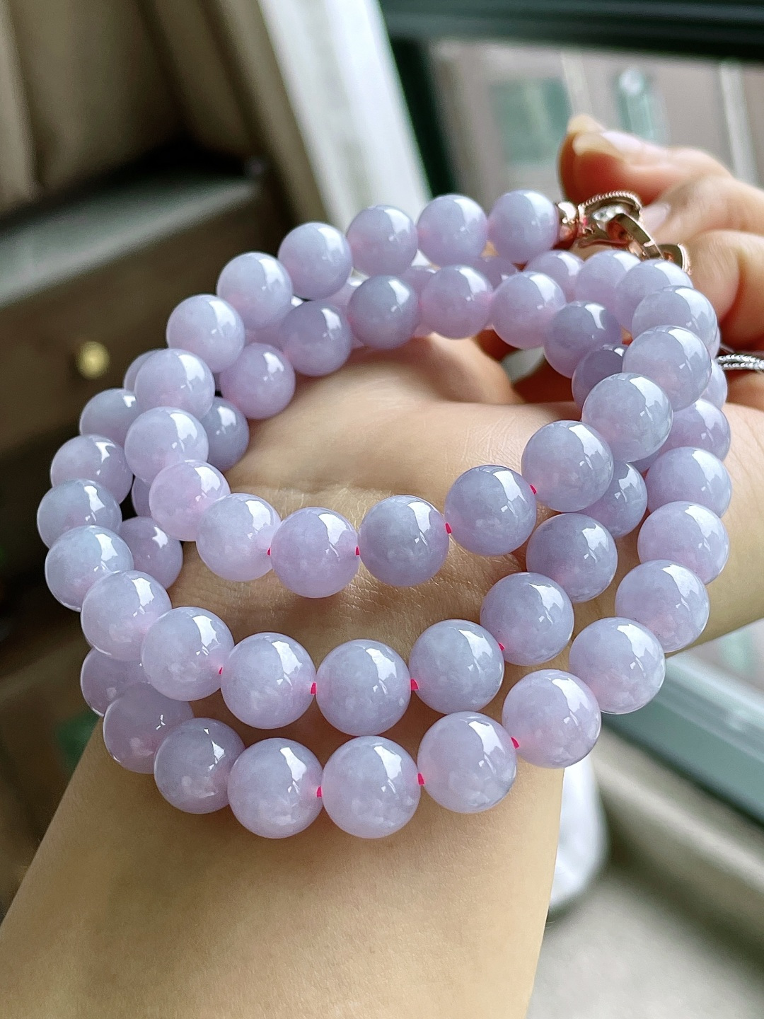 冰珠链圆珠珠子珠链，缅料 性比高，9.8mm，33cm，111.5克