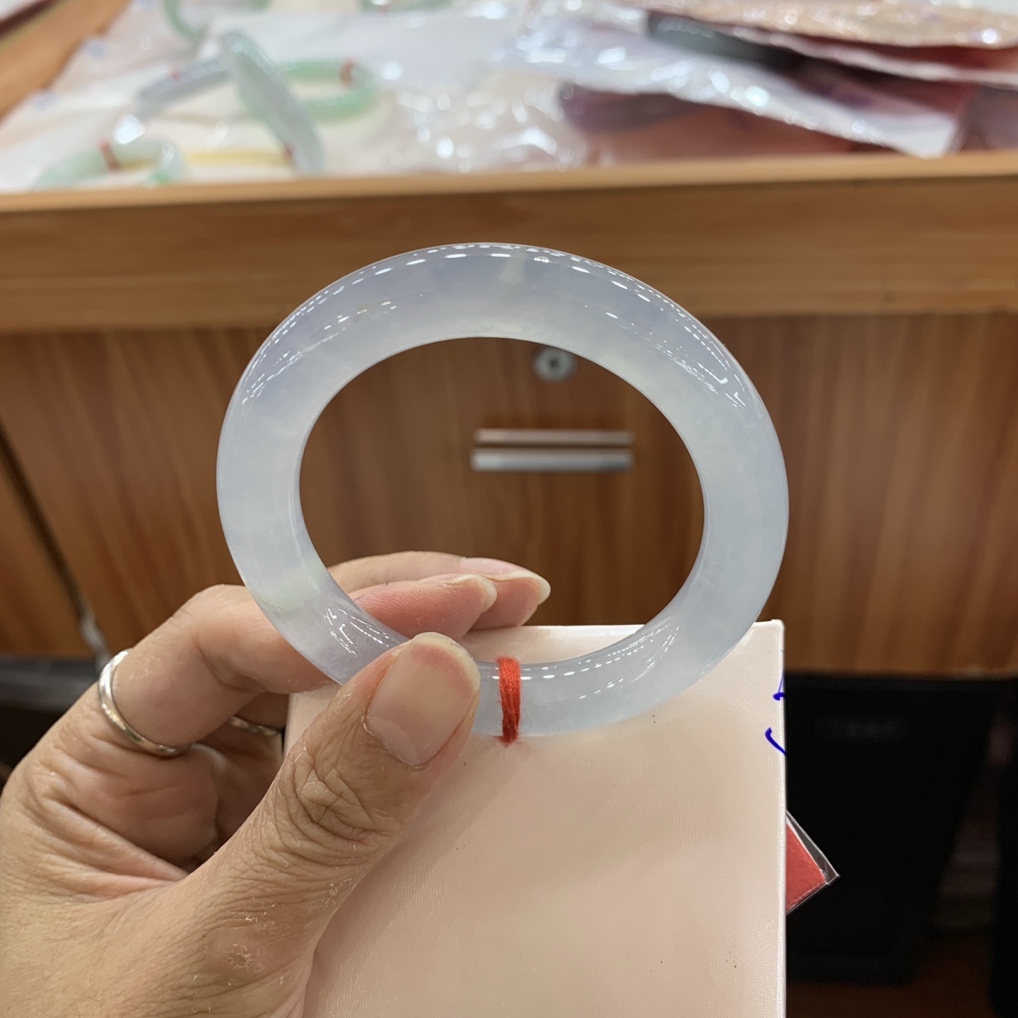 042034JM冰圆条翡翠手镯52.4-9.8