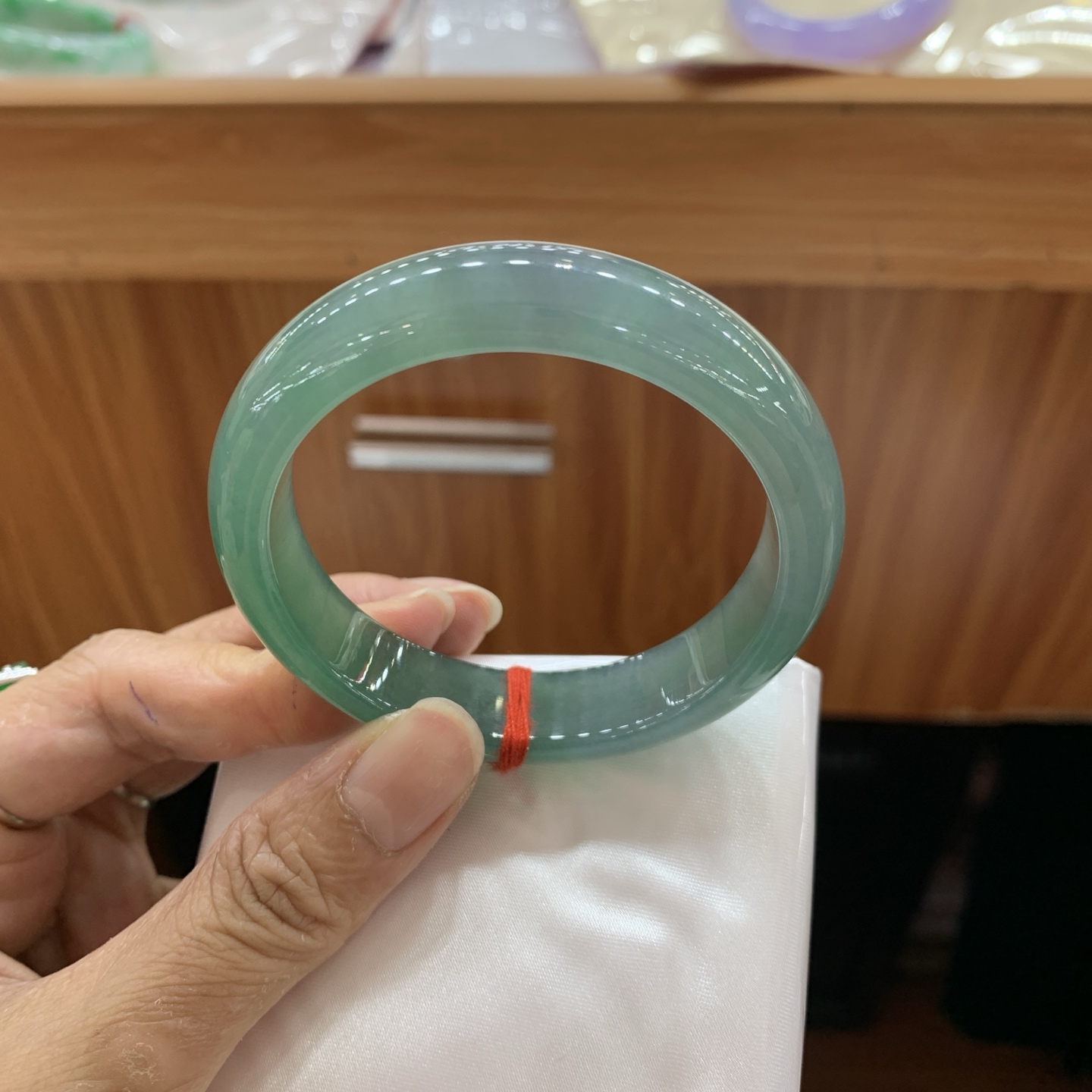 042046CK冰绿正圈翡翠手镯55.8-12.2-9.3