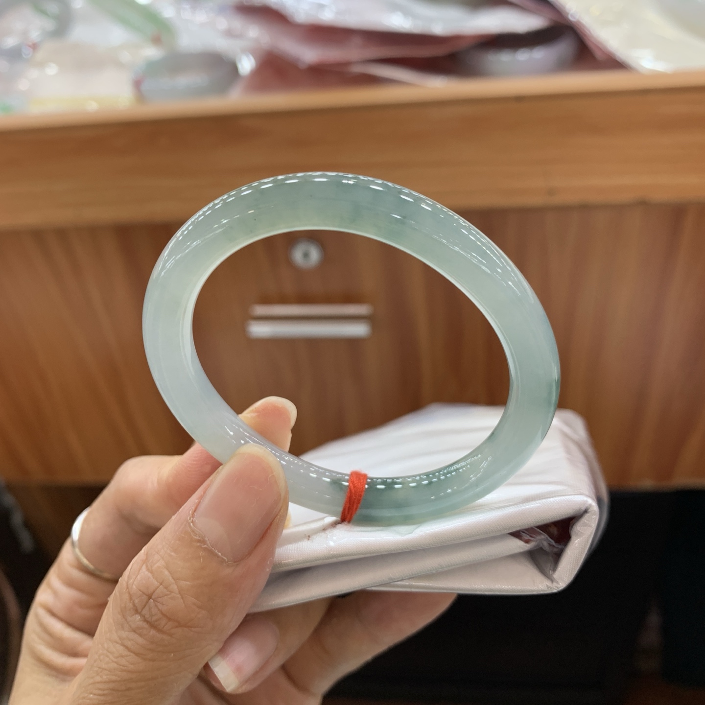 042006FN飘花贵妃翡翠手镯52.5-45.2-8-7.7