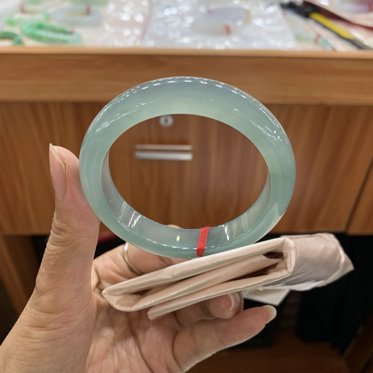 042045CK冰蓝胶正圈翡翠手镯54.7-12.1-8.4