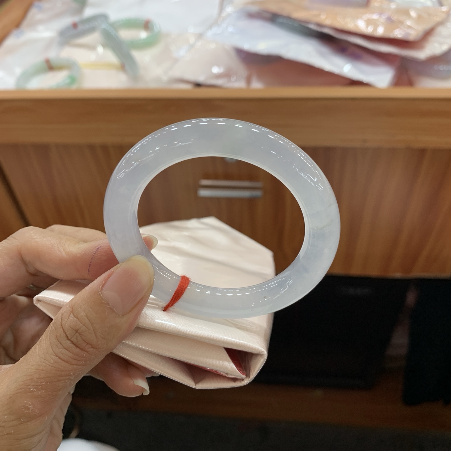 042034JM冰圆条翡翠手镯52.4-9.8