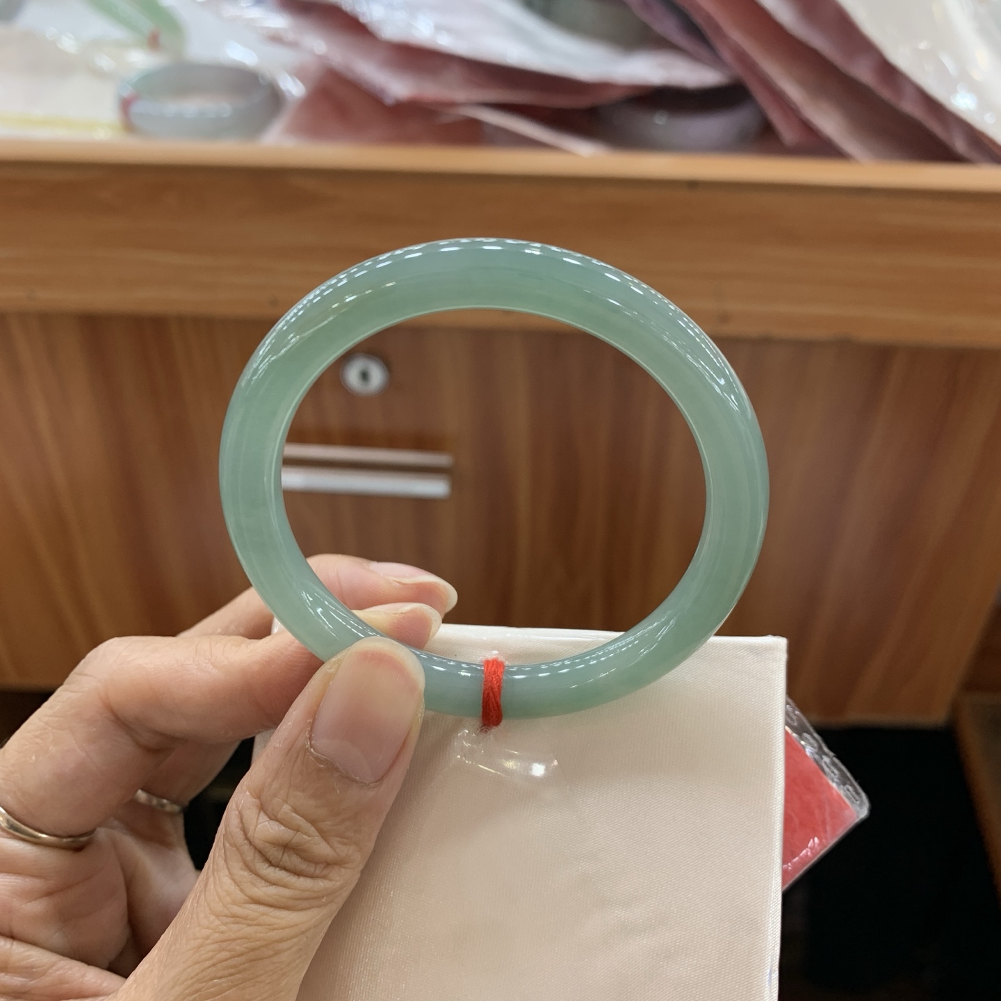 042003FN蓝水小圆条翡翠手镯52-7.3-7.1