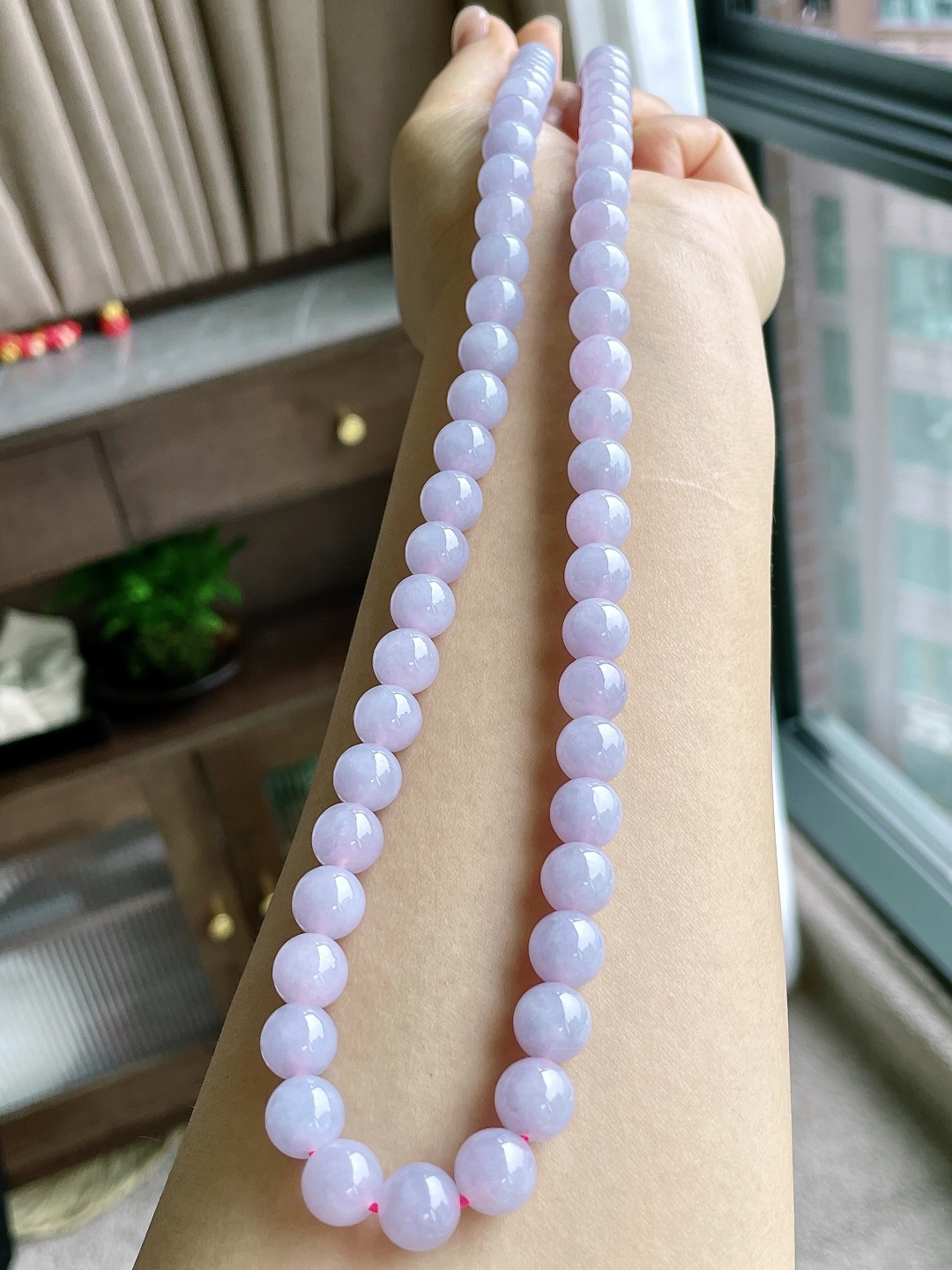 冰珠链圆珠珠子珠链，缅料 性比高，9.8mm，33cm，111.5克