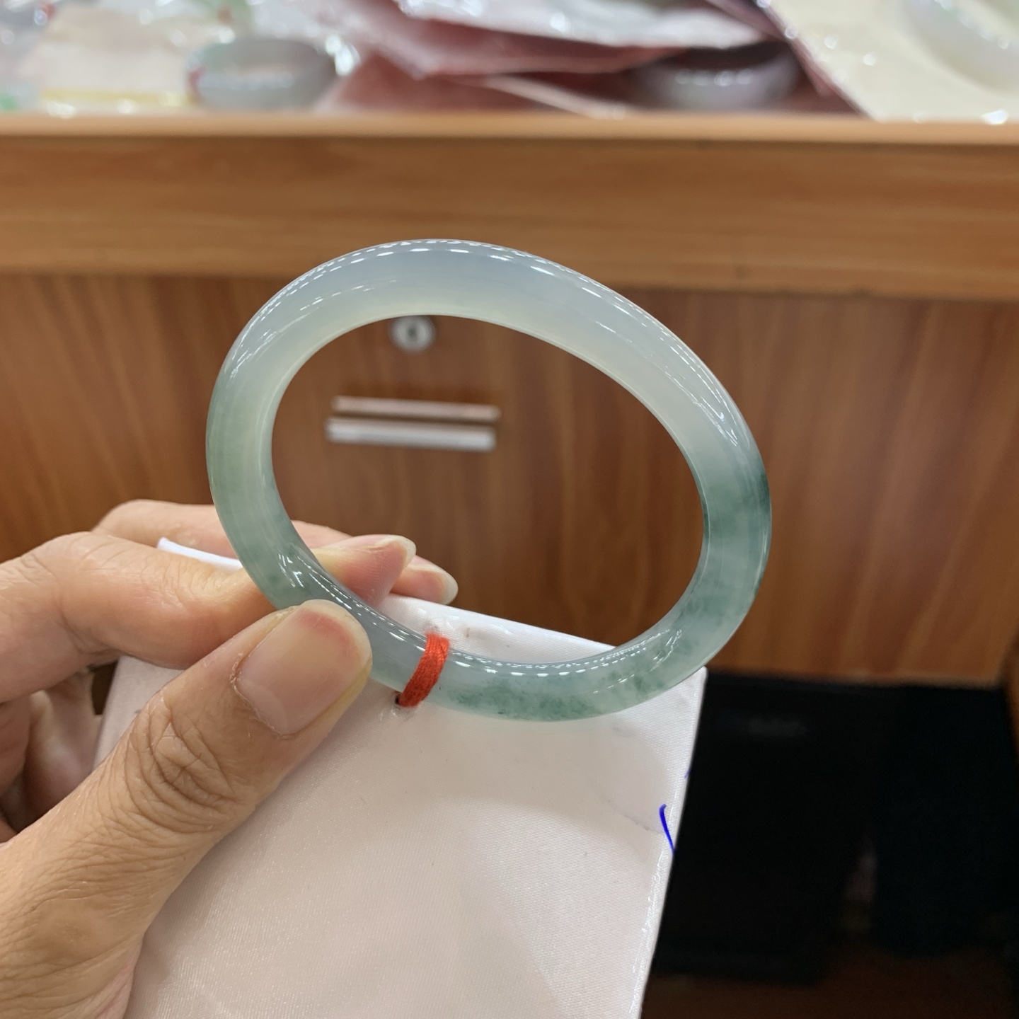 042006FN飘花贵妃翡翠手镯52.5-45.2-8-7.7